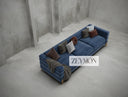 Modern statement sofa in blue velvet with gold legs – Orion sofa for UK lounges