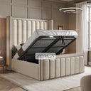Isabella Wingback Bed with Tall Headboard With Optional Ottoman Gas Lift Storage