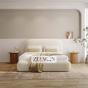 Ivory Bliss Bed With Gold Trim With Optional Ottoman Gas Lift Storage
