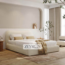 Luxe Haven Curve Bed With Optional Ottoman Gas Lift Storage