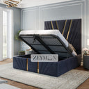StellarNest Bed With Gold Trim With Optional Ottoman Gas Lift Storage