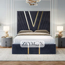 StellarNest Bed With Gold Trim With Optional Ottoman Gas Lift Storage